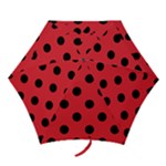 Polka Dots - Black on Alizarin Red Mini Umbrella