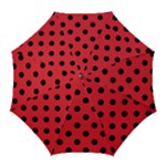 Polka Dots - Black on Alizarin Red Golf Umbrella