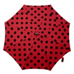 Polka Dots - Black on Alizarin Red Hook Handle Umbrella (Medium)