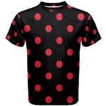 Polka Dots - Alizarin Red on Black Men s Cotton Tee