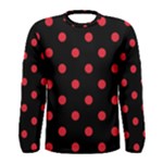 Polka Dots - Alizarin Red on Black Men s Long Sleeve T-shirt