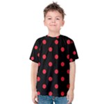 Polka Dots - Alizarin Red on Black Kid s Cotton Tee