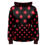 Polka Dots - Alizarin Red on Black Women s Pullover Hoodie