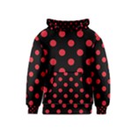 Polka Dots - Alizarin Red on Black Kid s Pullover Hoodie