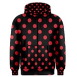 Polka Dots - Alizarin Red on Black Men s Zipper Hoodie