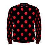 Polka Dots - Alizarin Red on Black Men s Sweatshirt