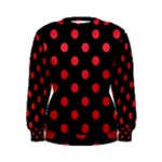 Polka Dots - Alizarin Red on Black Women s Sweatshirt