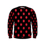 Polka Dots - Alizarin Red on Black Kid s Sweatshirt