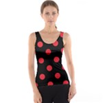 Polka Dots - Alizarin Red on Black Tank Top