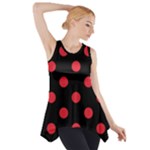 Polka Dots - Alizarin Red on Black Side Drop Tank Tunic