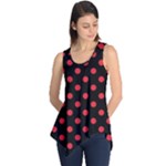 Polka Dots - Alizarin Red on Black Sleeveless Tunic