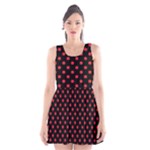 Polka Dots - Alizarin Red on Black Scoop Neck Skater Dress