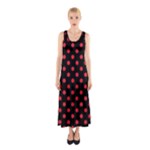 Polka Dots - Alizarin Red on Black Full Print Maxi Dress