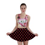 Polka Dots - Alizarin Red on Black Mini Skirt