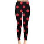 Polka Dots - Alizarin Red on Black Women s Leggings