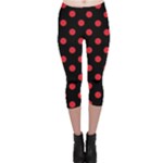 Polka Dots - Alizarin Red on Black Capri Leggings