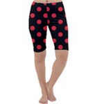 Polka Dots - Alizarin Red on Black Cropped Leggings