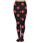 Polka Dots - Alizarin Red on Black Women s Tights