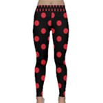 Polka Dots - Alizarin Red on Black Yoga Leggings