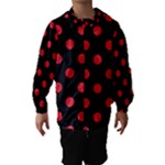 Polka Dots - Alizarin Red on Black Hooded Wind Breaker (Kids)