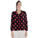 Polka Dots - Alizarin Red on Black Wind Breaker (Women)