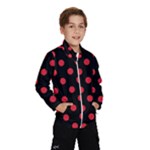 Polka Dots - Alizarin Red on Black Wind Breaker (Kids)