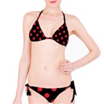 Polka Dots - Alizarin Red on Black Bikini Set