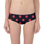 Polka Dots - Alizarin Red on Black Classic Bikini Bottoms