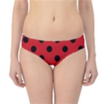 Polka Dots - Black on Fire Engine Red Hipster Bikini Bottoms