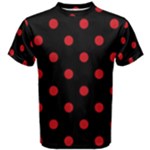 Polka Dots - Fire Engine Red on Black Men s Cotton Tee