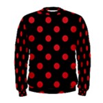 Polka Dots - Fire Engine Red on Black Men s Sweatshirt