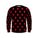 Polka Dots - Fire Engine Red on Black Kid s Sweatshirt