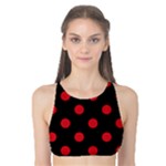 Polka Dots - Fire Engine Red on Black Tank Bikini Top