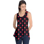 Polka Dots - Fire Engine Red on Black Sleeveless Tunic