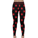 Polka Dots - Fire Engine Red on Black Yoga Leggings