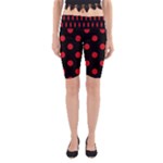 Polka Dots - Fire Engine Red on Black Yoga Cropped Leggings