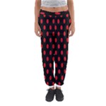 Polka Dots - Fire Engine Red on Black Women s Jogger Sweatpants