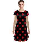 Polka Dots - Fire Engine Red on Black Cap Sleeve Nightdress