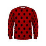 Polka Dots - Black on Dark Candy Apple Red Kid s Sweatshirt