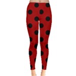 Polka Dots - Black on Dark Candy Apple Red Women s Leggings