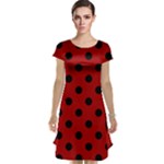 Polka Dots - Black on Dark Candy Apple Red Cap Sleeve Nightdress