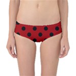 Polka Dots - Black on Dark Candy Apple Red Classic Bikini Bottoms