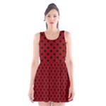 Polka Dots - Black on Dark Red Scoop Neck Skater Dress