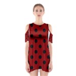 Polka Dots - Black on Dark Red Women s Cutout Shoulder Dress