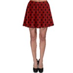 Polka Dots - Black on Dark Red Skater Skirt