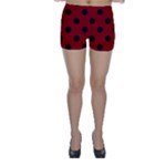 Polka Dots - Black on Dark Red Skinny Shorts