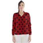 Polka Dots - Black on Dark Red Wind Breaker (Women)