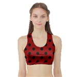 Polka Dots - Black on Dark Red Women s Sports Bra with Border