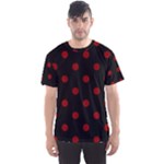 Polka Dots - Dark Red on Black Men s Sport Mesh Tee