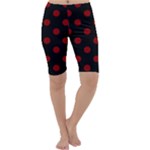 Polka Dots - Dark Red on Black Cropped Leggings